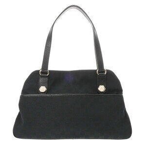 Gucci Tote Bag Black Gg Canvas Leather
